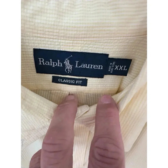 Ralph Lauren Yellow checkered Long Sleeve Button Down Classic Fit Shirt Size XXL - Picture 3 of 4